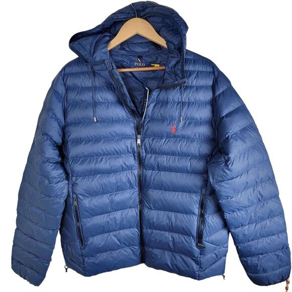 Polo Ralph Lauren Quilt Puffy Packable Jacket Blue Lightweight Big 1X 1XB